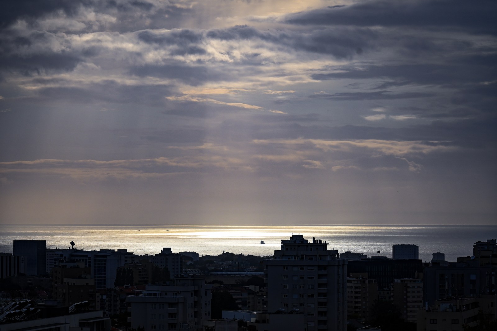 calm, city, coast, muted colours, solitude, warm light, water