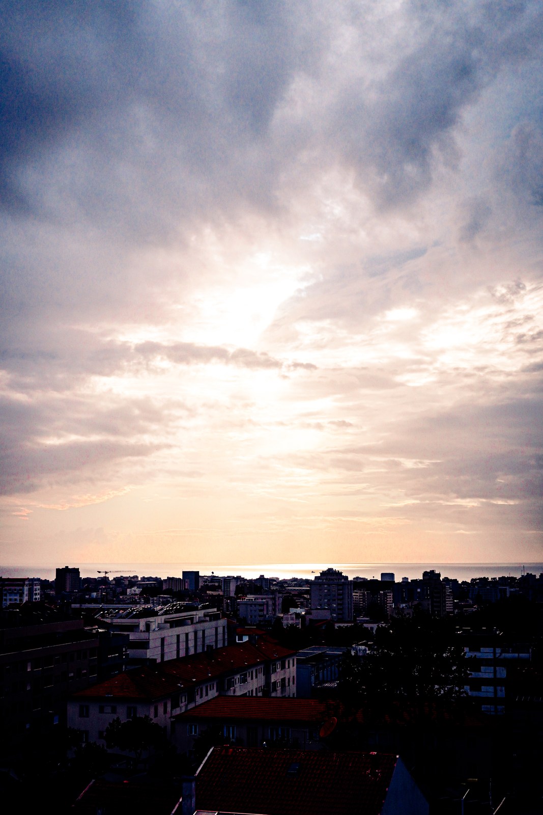 calm, city, coast, muted colours, silhouette
