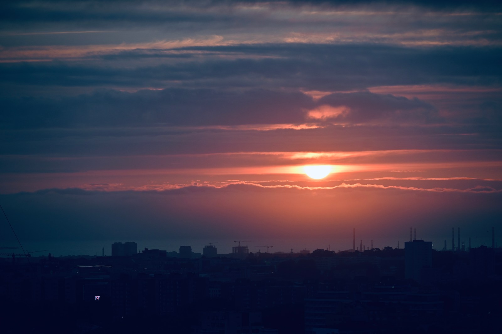 architecture, calm, city, landscape, muted colours, silhouette, warm light